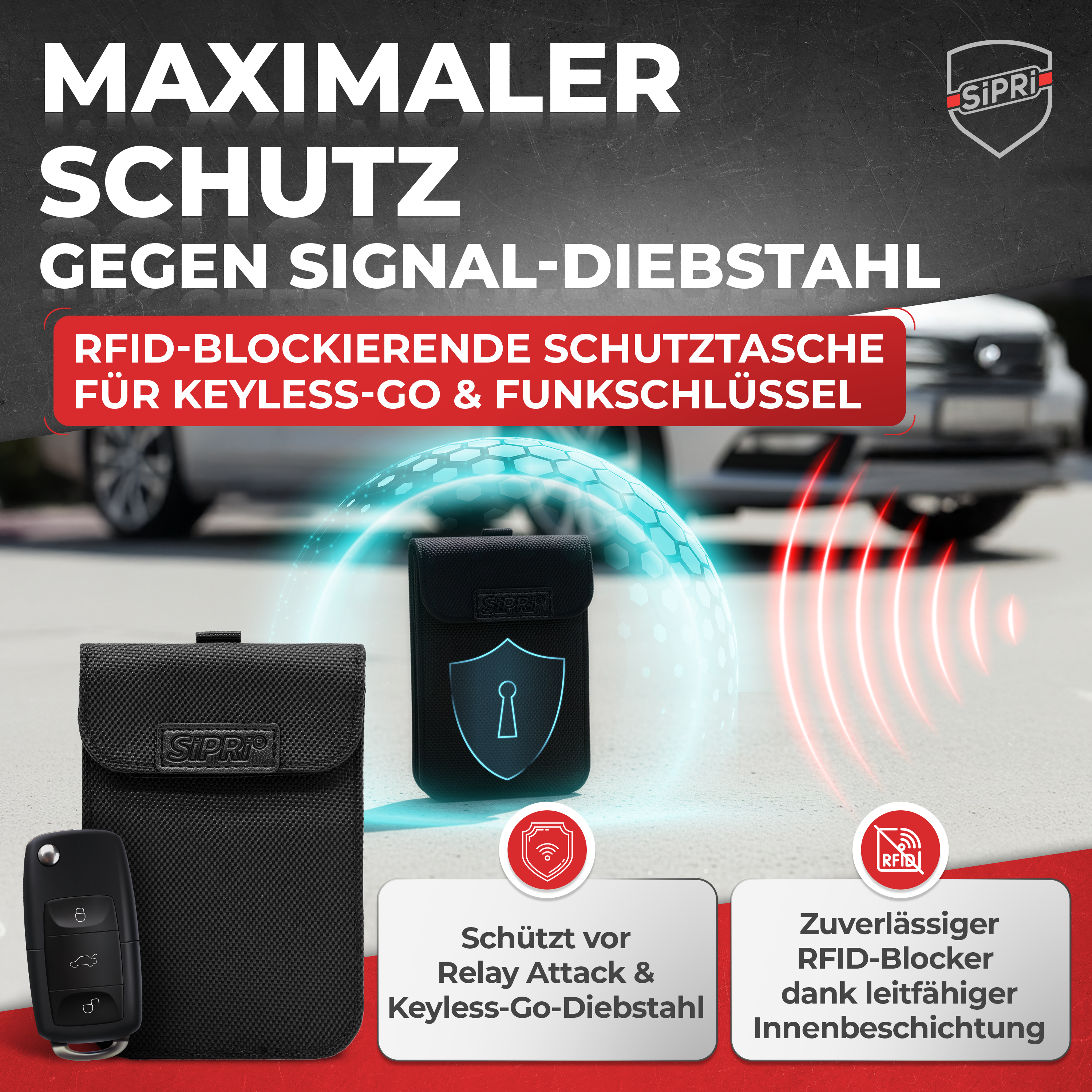 SiPRi® Keysafe | Keyless-Go-Schutzhülle gegen Relay-Attacken