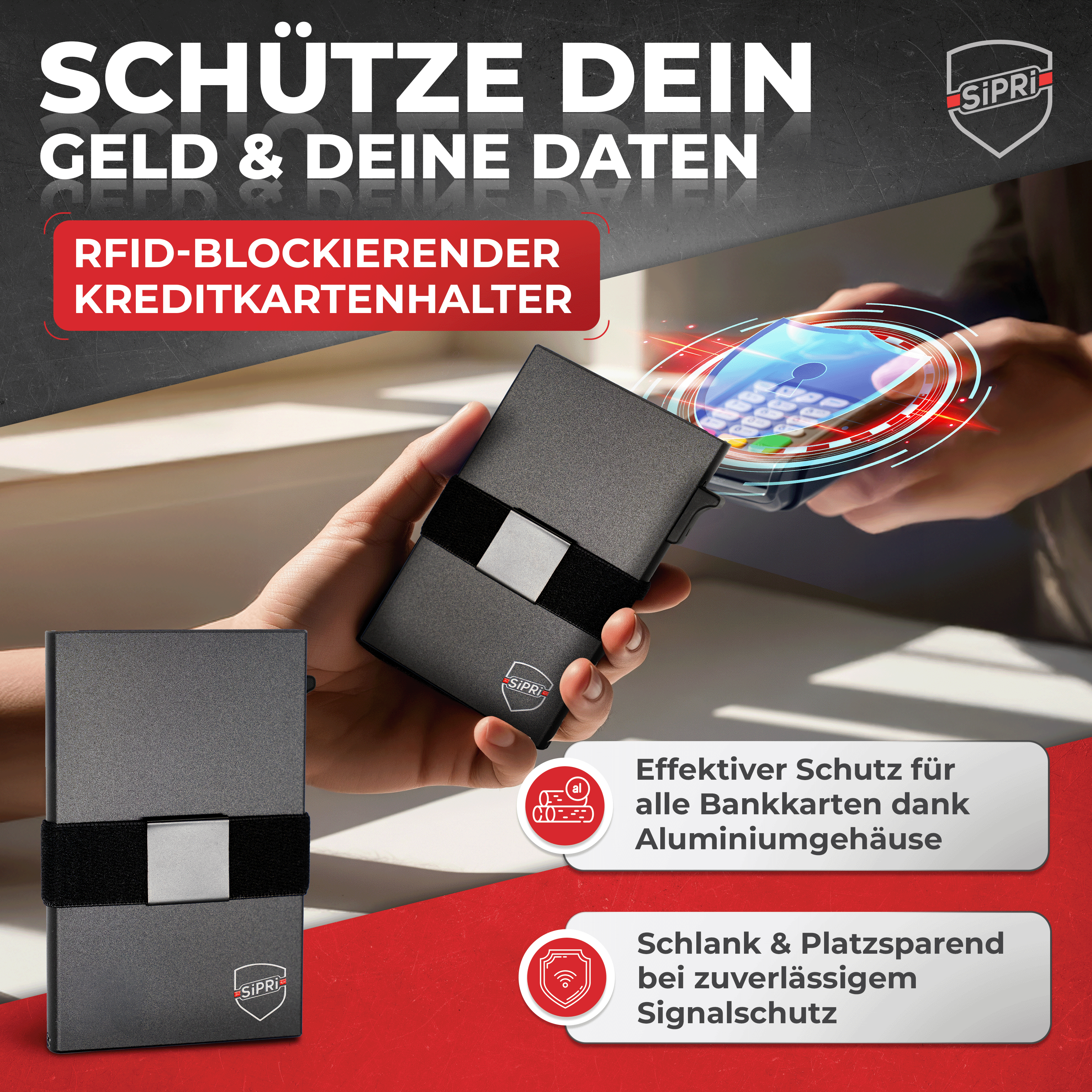 SiPRi® Cardsafe | RFID-Blocker Kartenhalter aus Aluminium