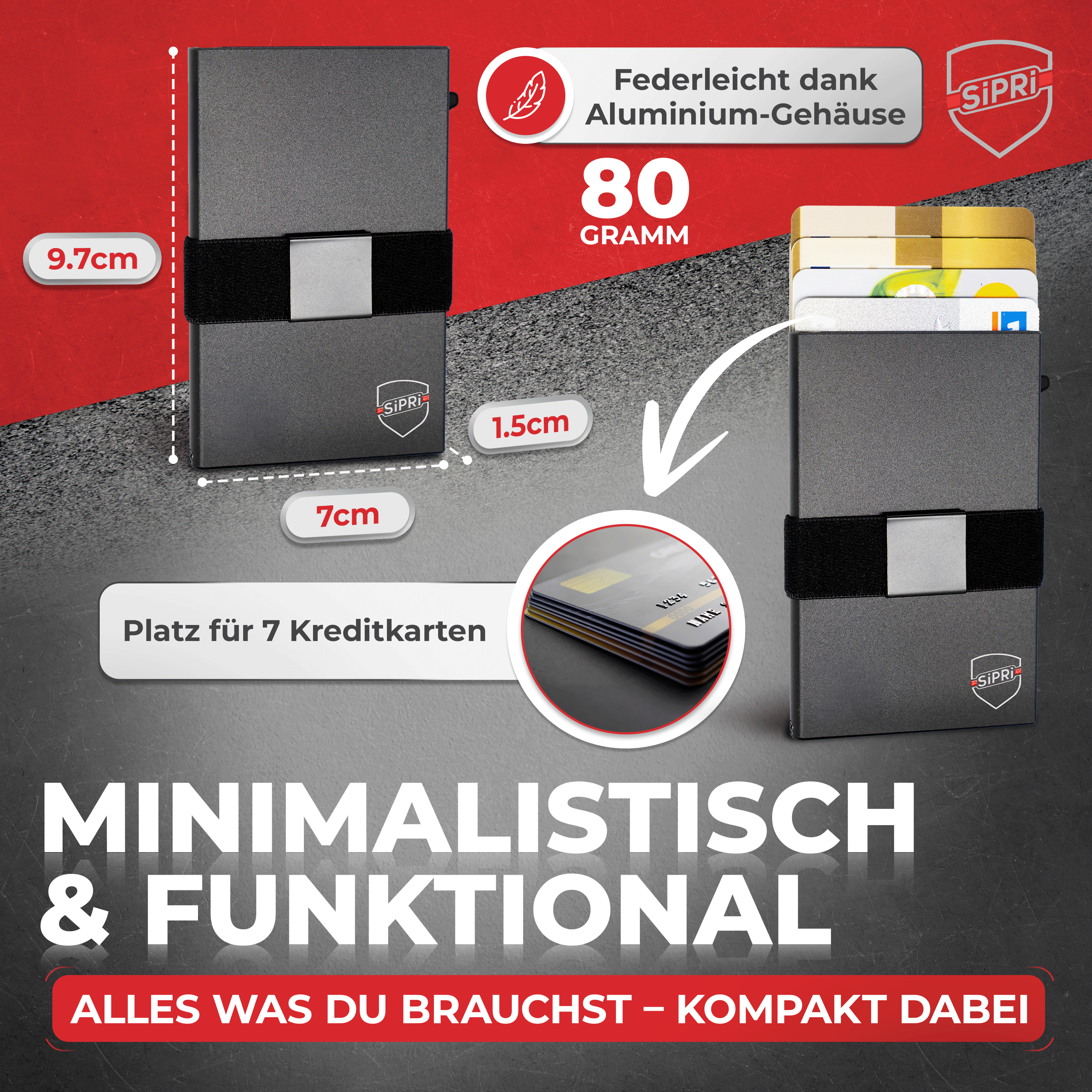 SiPRi® Cardsafe | RFID-Blocker Kartenhalter aus Aluminium