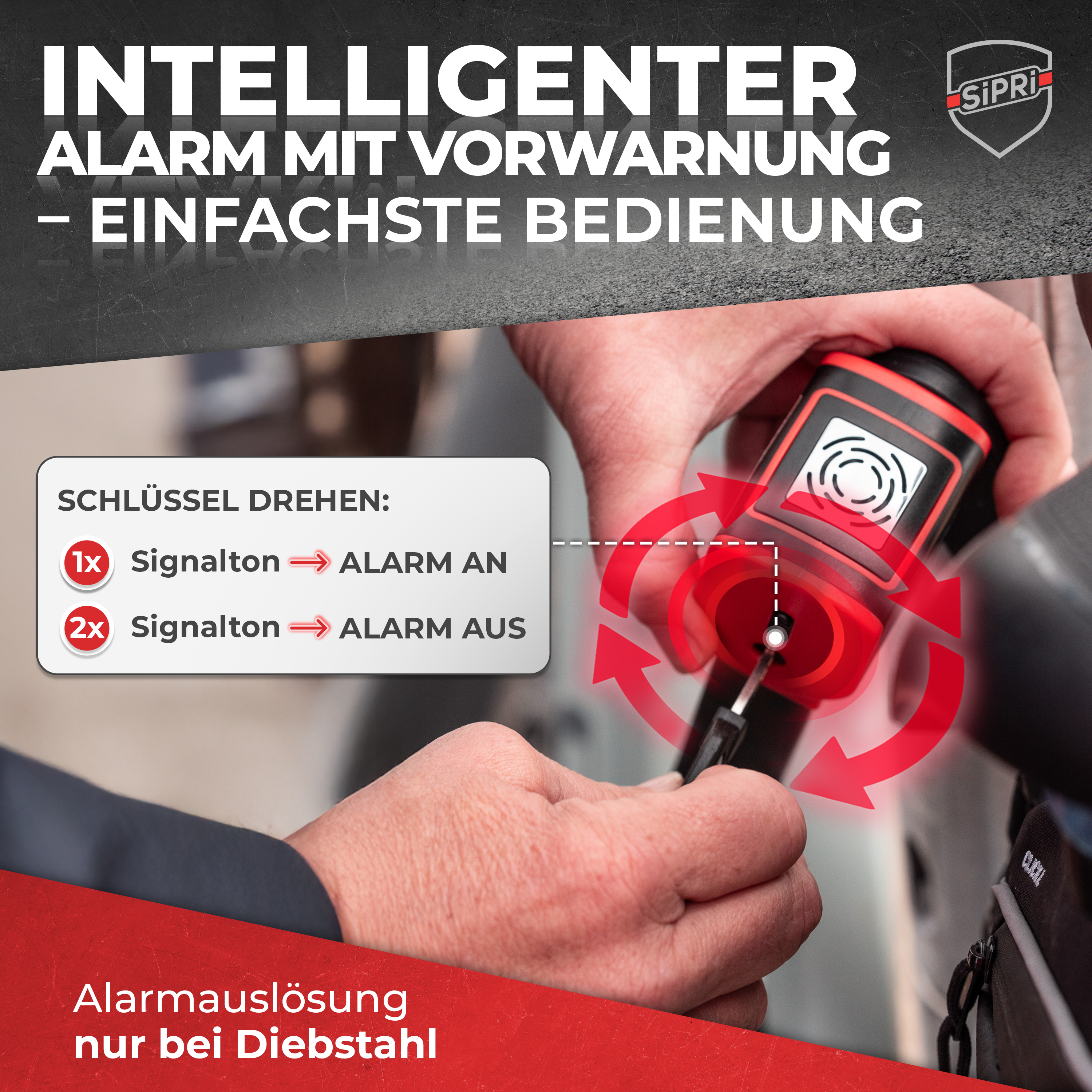 SiPRi® Alarm-Faltschloss | Kompakter Diebstahlschutz mit 120dB