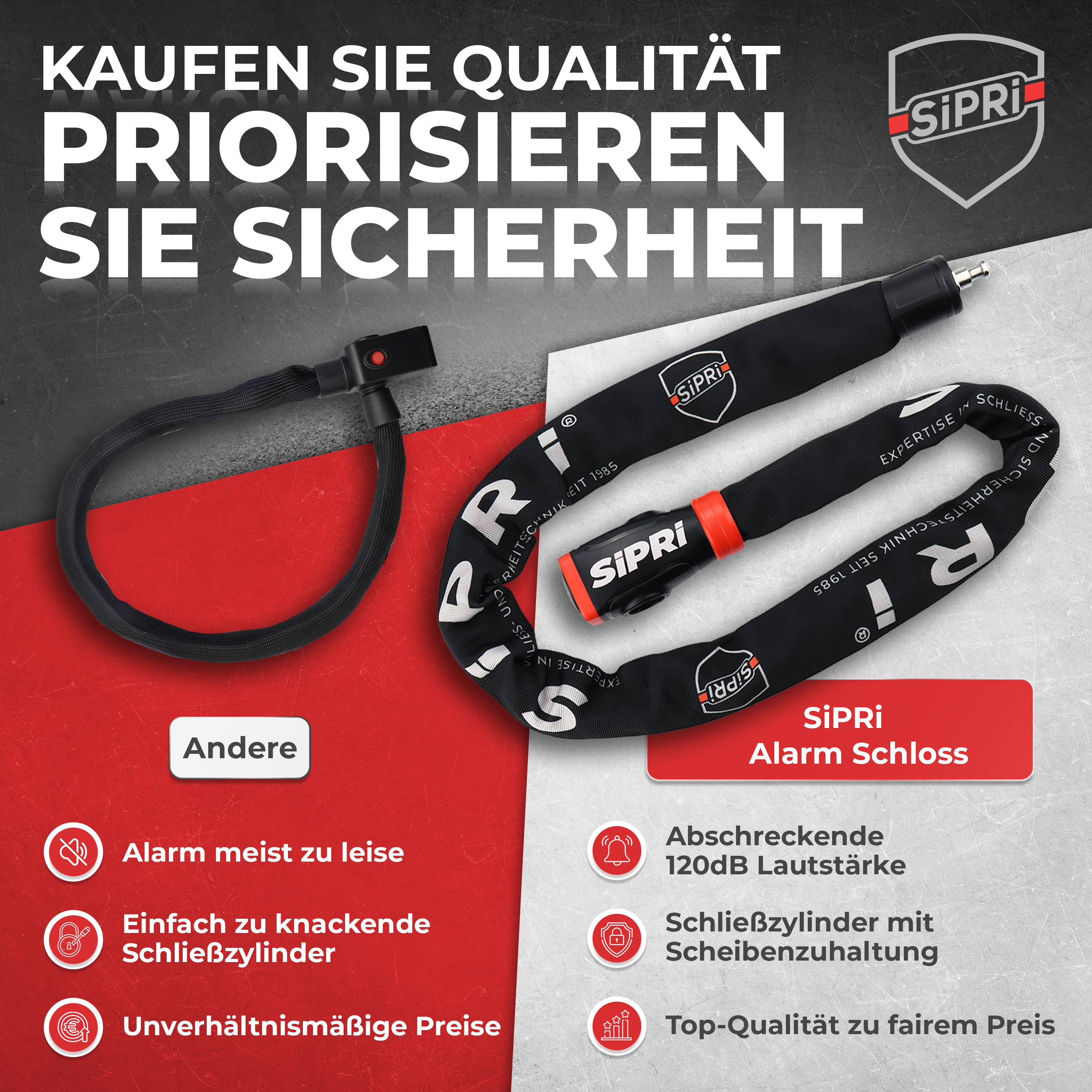 SiPRi® Alarm-Kettenschloss SCL08-120